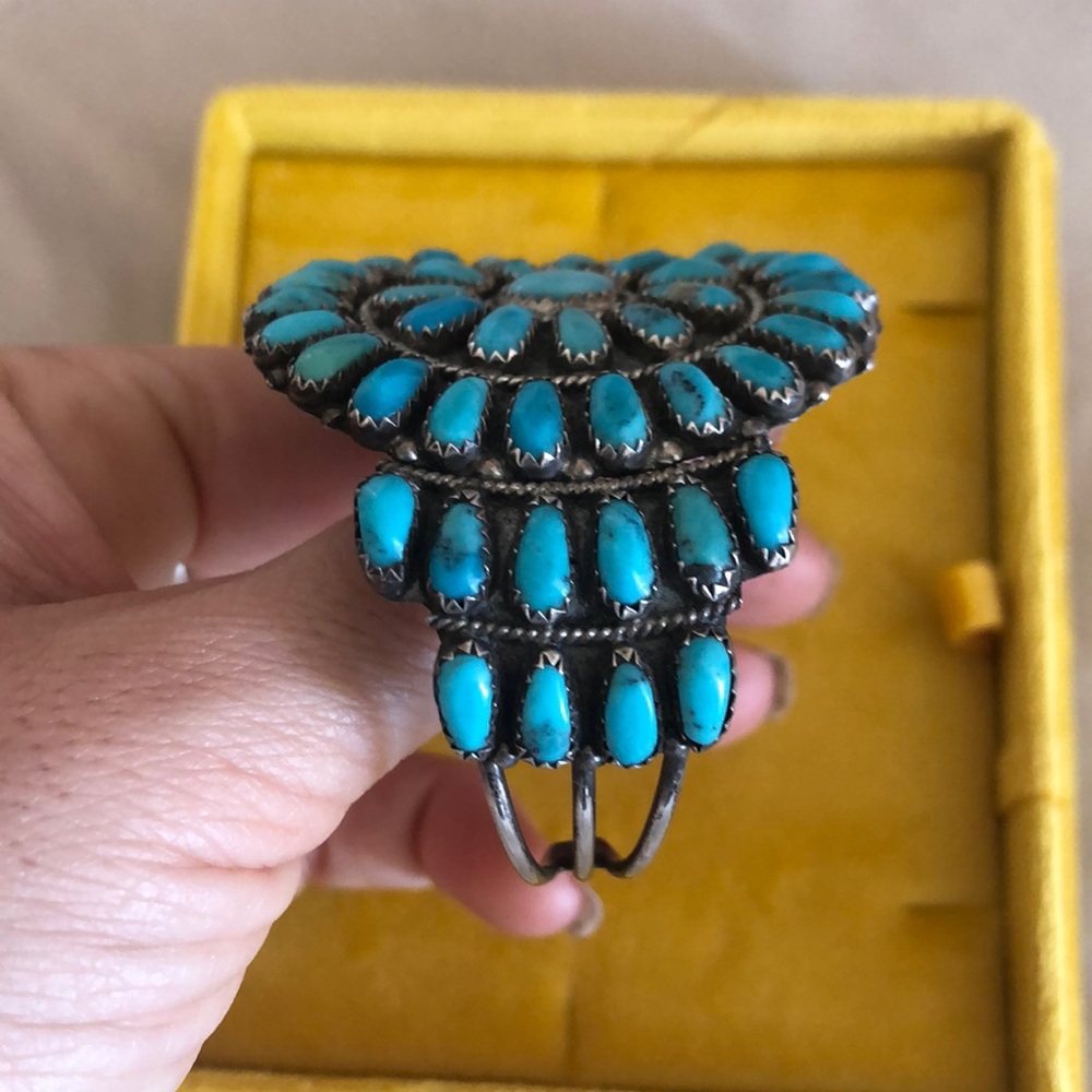 Genuine turquoise Navajo sterling silver cuff signed Larry Moses Begay LMB - Picture 6 of 8